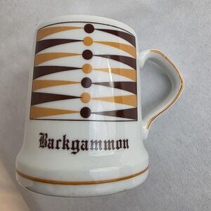 Vintage‎ Shafford Japan Mug Featuring Backgammon Board Game Exclusive Design